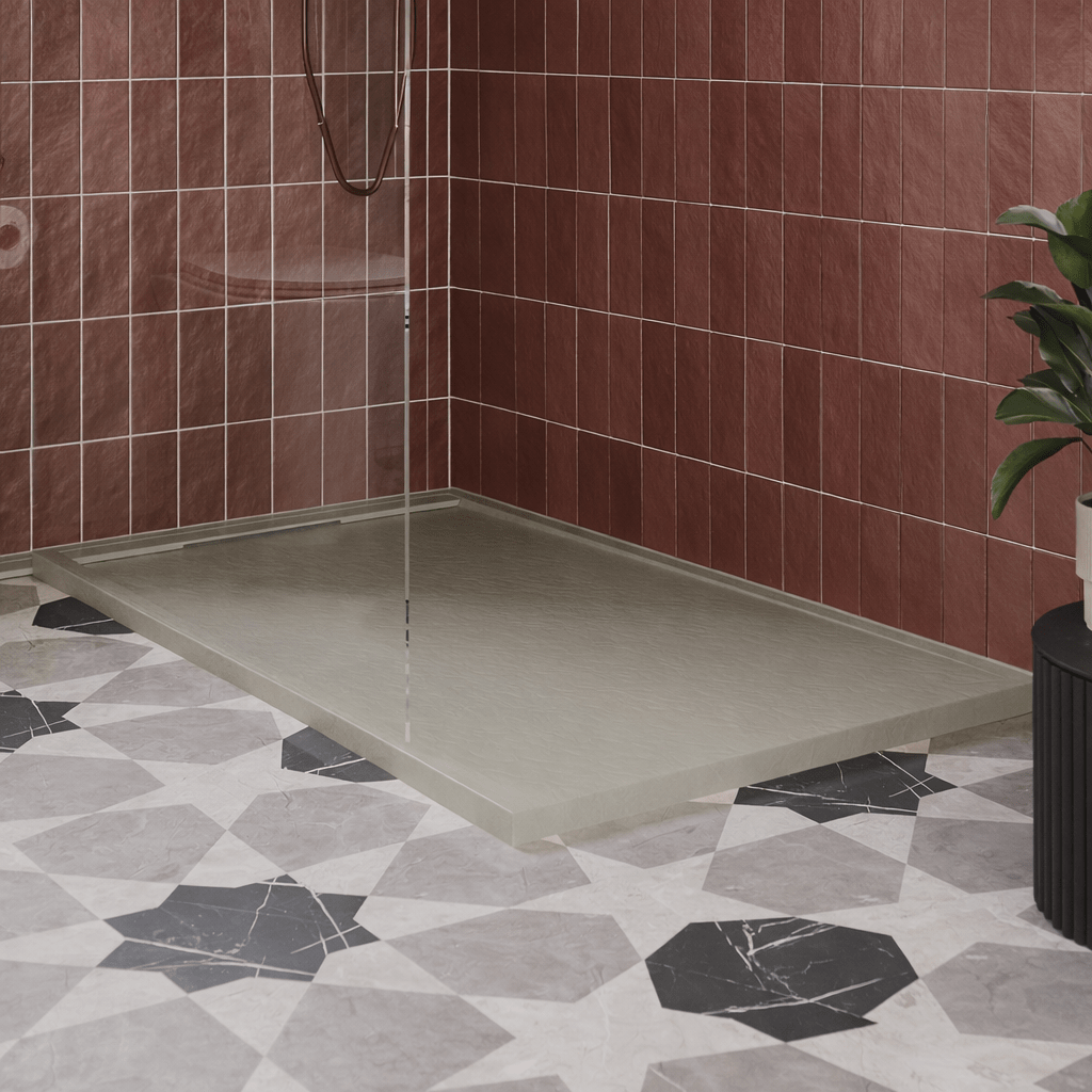 30mm Slate Rectangular Tray & Waste - Latte - Tile&Bath