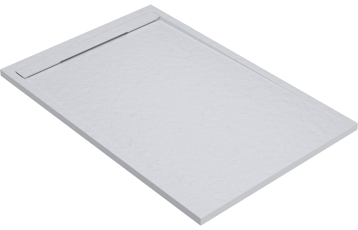 30mm Slate Rectangular Tray & Waste - White - Tile&Bath