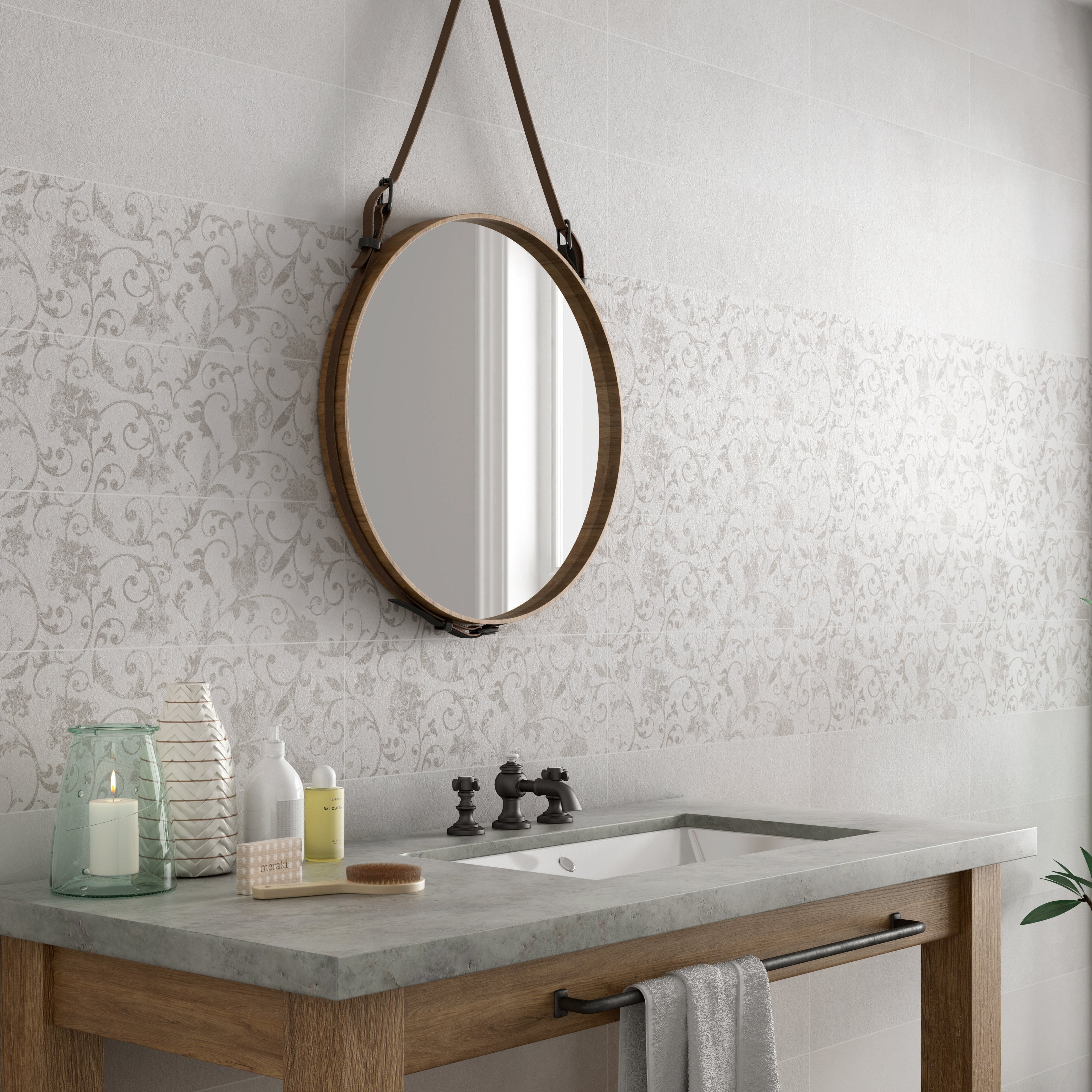 Castle Stone Glace ceramic wall tile by Tile&Bath, 20x60cm, featuring a glossy stone-like textured surface for elegant wall decoration.