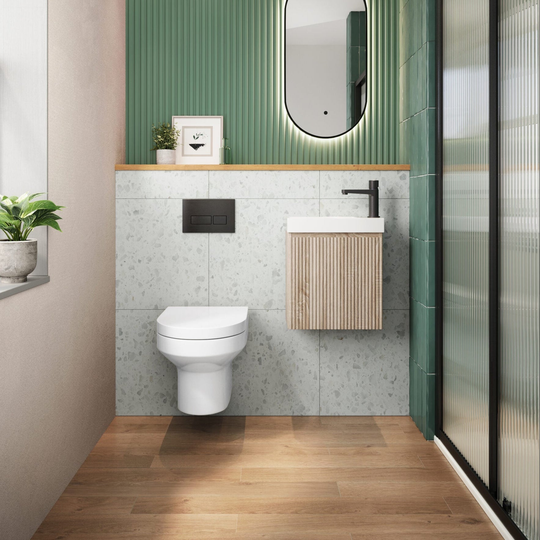 Contour 400mm Wall Mounted Cloakroom Vanity with Basin