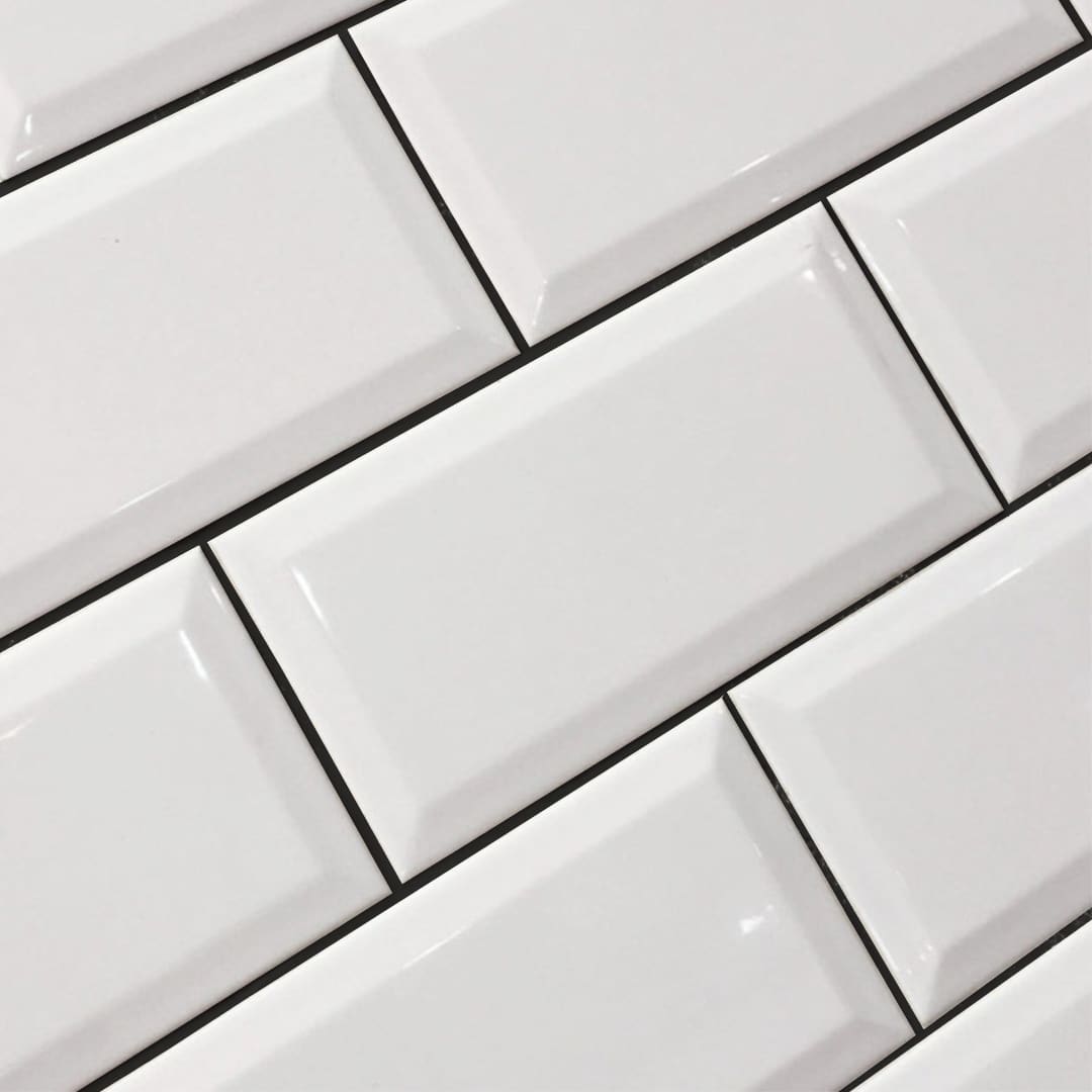 Bevel Metro White 10x20 - Gloss Wall Tile