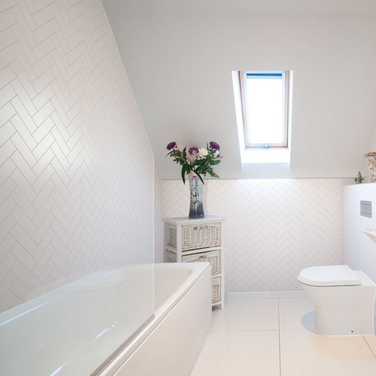 Fibo Urban - White Silk (Herringbone) - Tile&Bath