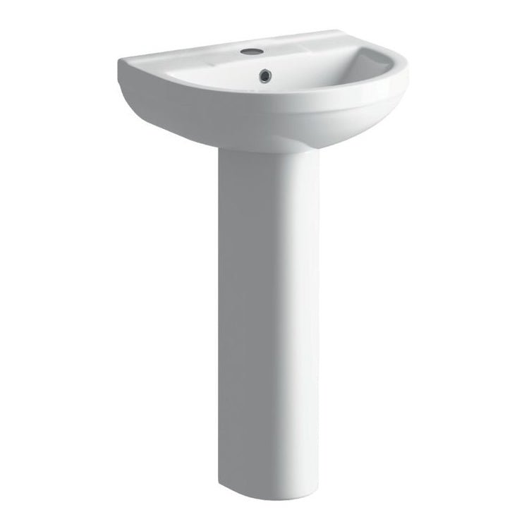 Lorenzo 500x390mm 1TH Basin & Full Pedestal - Tile&Bath