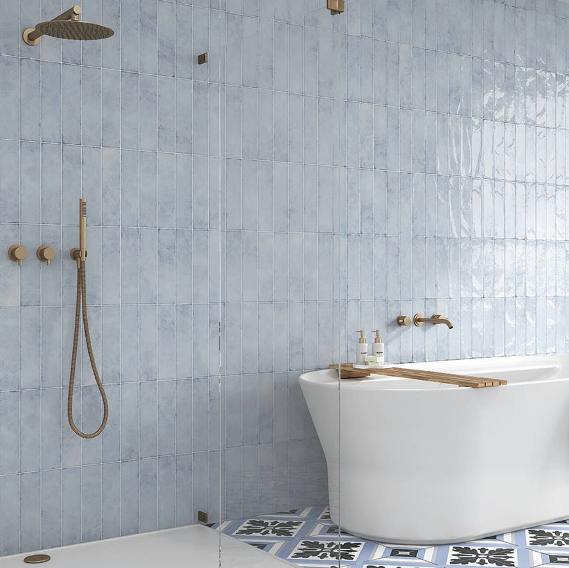Nile Sky Blue - Ceramic Wall Tile 7.5X30cm *Promo - Tile&Bath