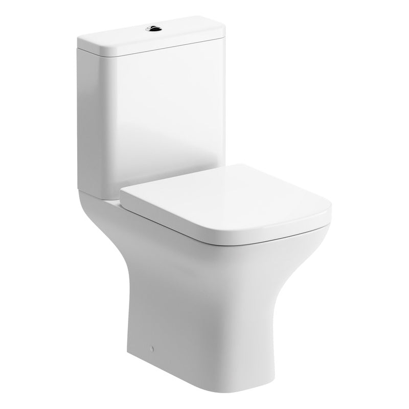 Portland Rimless Short Projection Close Coupled Open Back WC & Soft Close Seat - Tile&Bath