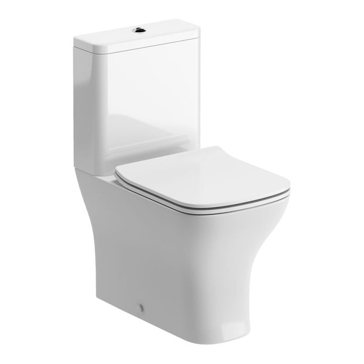 Portland Rimless Short Projection Close Coupled Fully Shrouded WC & Soft Close Seat - Tile&Bath