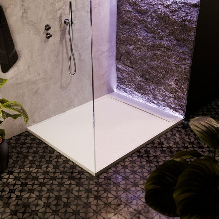 30mm Slate Rectangular Tray & Waste - White