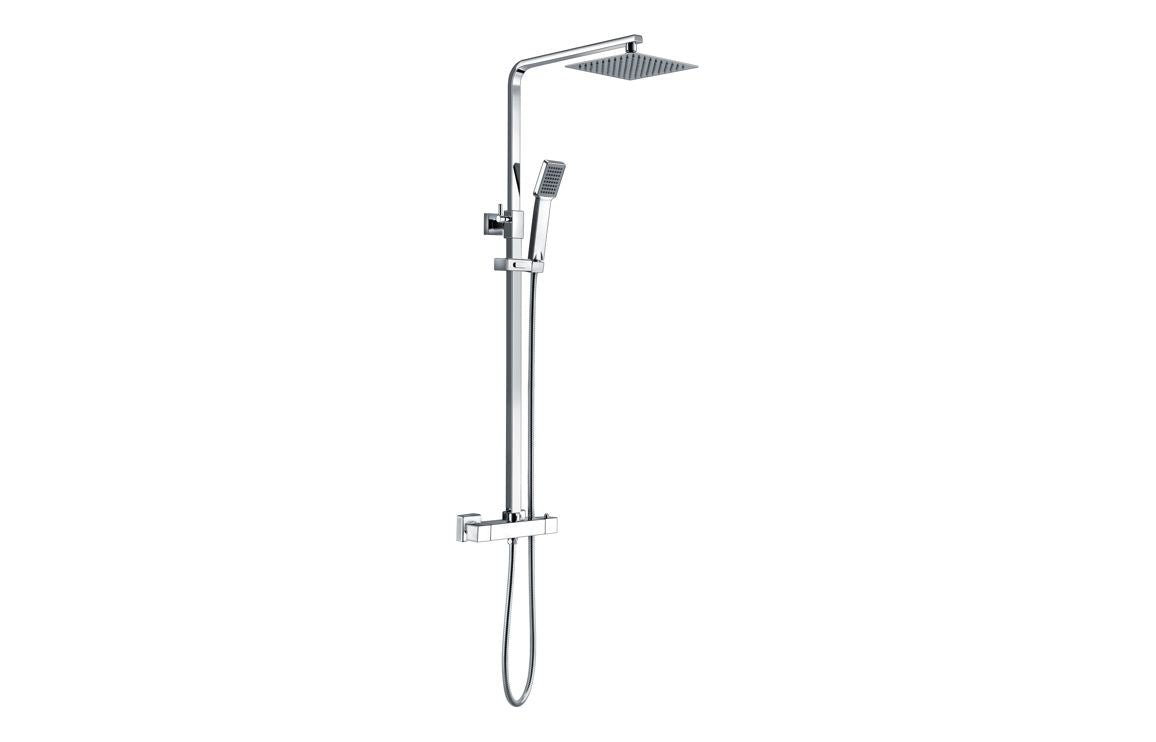 Block Square Thermostatic Bar Mixer with Riser Kit - Tile&Bath