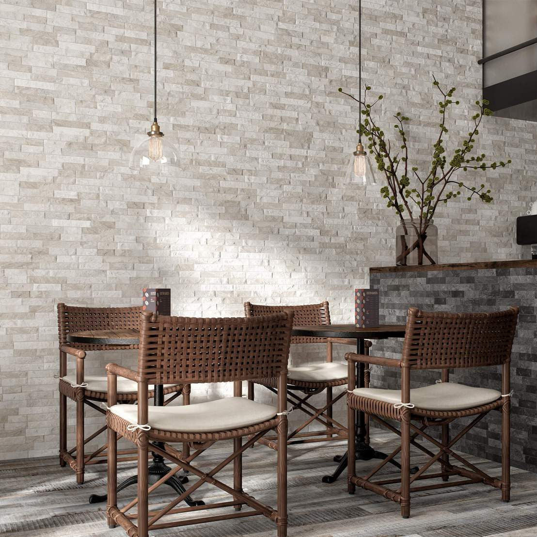 Flintsone Dino White - Porcelain Wall Tile 8.0X44cm