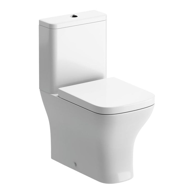 Portland Rimless Short Projection Close Coupled Fully Shrouded WC & Soft Close Seat - Tile&Bath