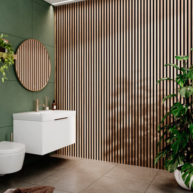 Waterproof SlatWall – Oak & Black - Tile&Bath