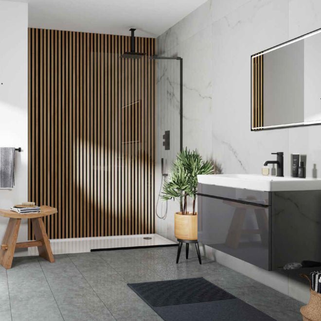 Waterproof SlatWall – Oak & Black - Tile&Bath