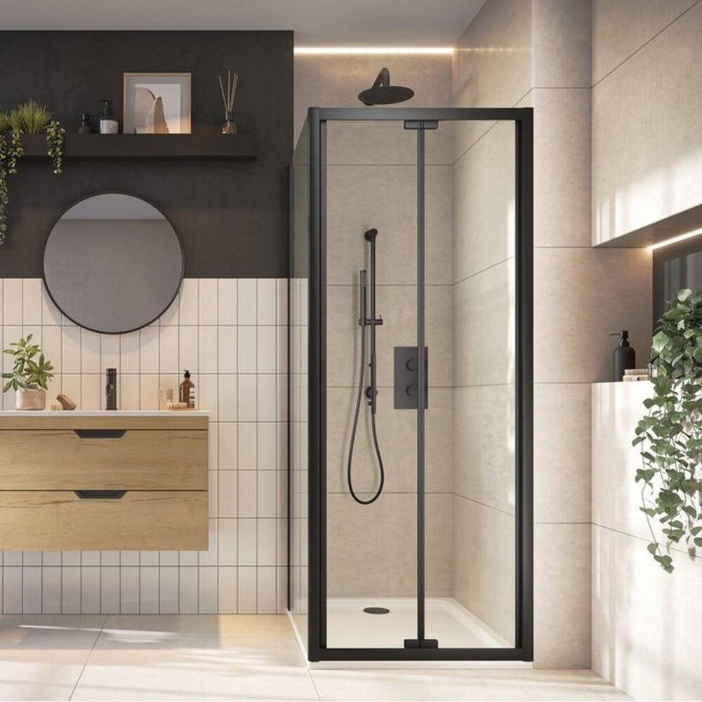 Black Bi-Fold Shower Door 900mm