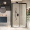 Black Sliding Shower Door 1000mm - 6mm Safety Glass