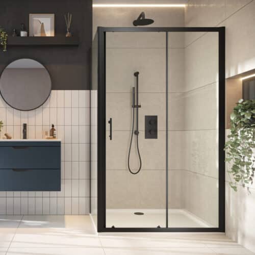Black Sliding Shower Door 1200mm - 6mm Safety Glass