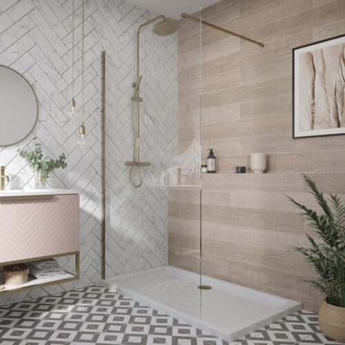 700mm Brass Framed Single Wetroom Panel