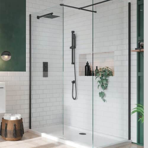 760mm Black Framed Single Wetroom Panel