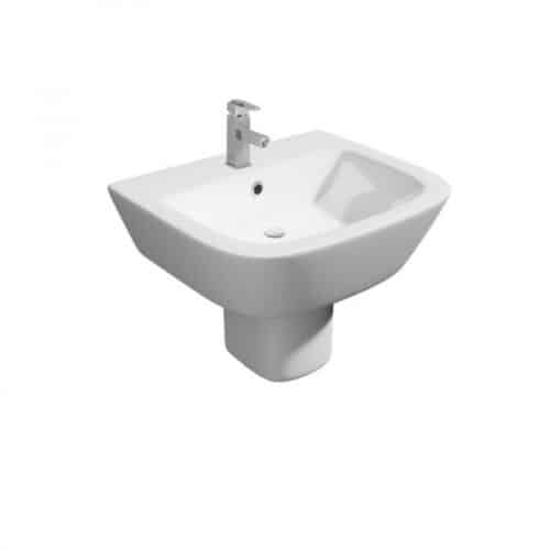 Project Universal 1 Tap Hole Basin With Semi Pedestal - 53cm