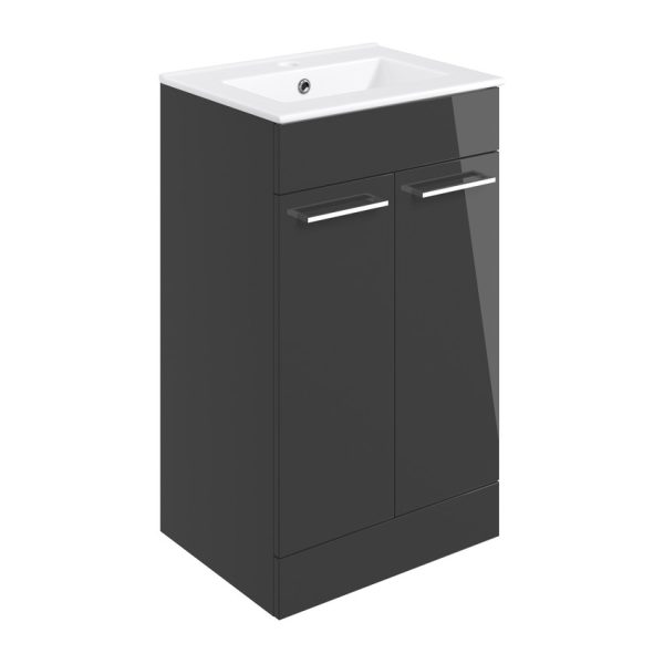 Alto 510mm Floor Standing Vanity Unit & Basin - Anthracite Gloss