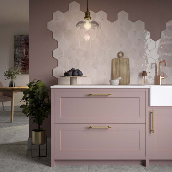 Haze Pink Hexagon - 150X173MM Ceramic Wall Tile