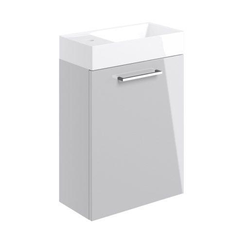 Alto 410mm Wall Hung Vanity Unit & Basin - Grey Gloss
