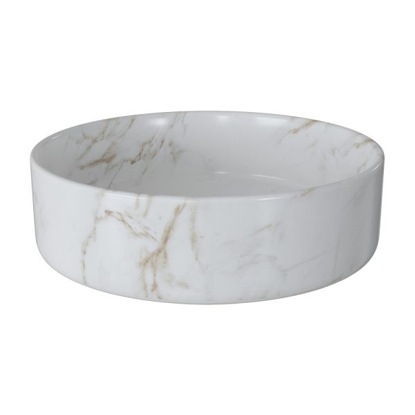 Colori 355mm Ceramic Round Washbowl - Matt Marble Effect
