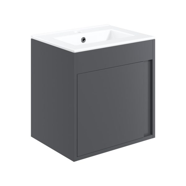 Elle 510mm Wall Hung Unit & Basin - Matt Graphite Grey